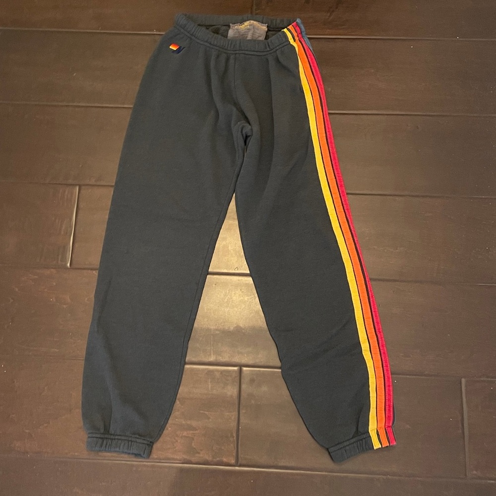 AVIATOR NATION CHARCOAL ORIGINAL STRIPE SWEATPANTS